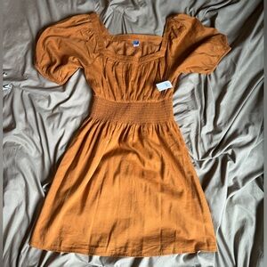 Old Navy Mustard Puff Sleeve Dress